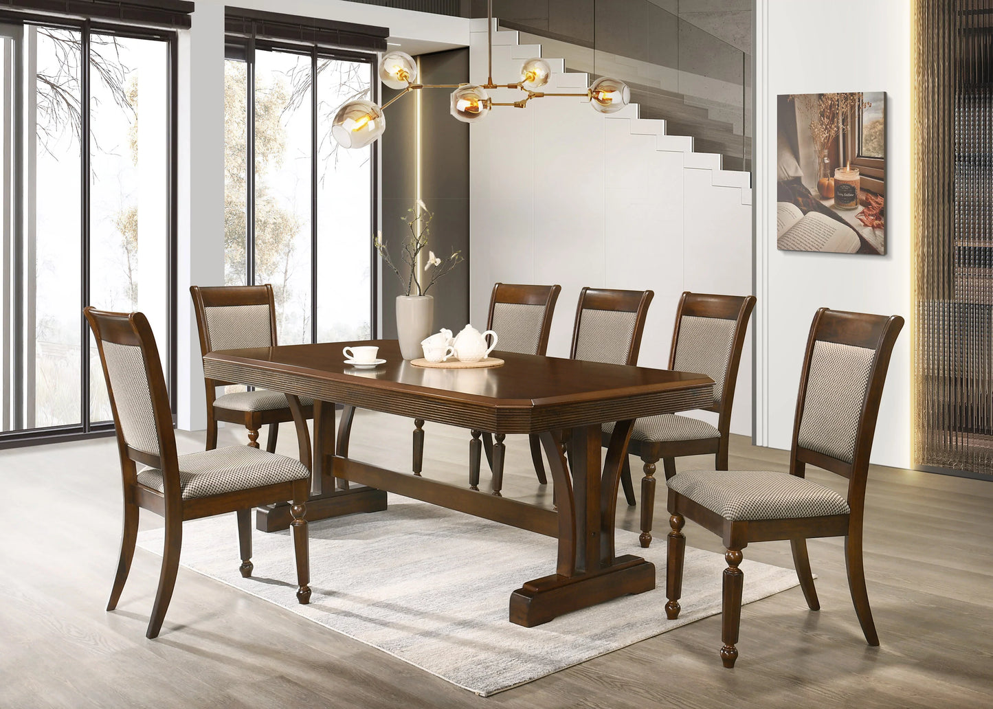 CORRINA Dining Table Brown Cherry - GracePalaceFurniture