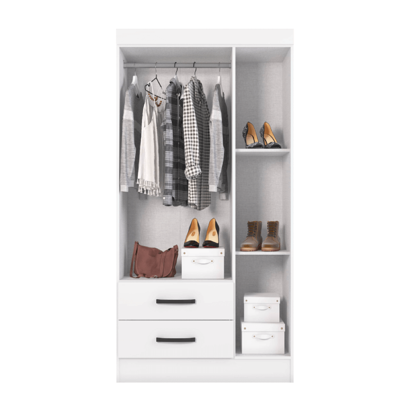 3 Door White Wardrobe Closet With shelves
