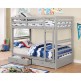 CALIFORNIA Twin/Twin Bunk Bed Gray Solid Wood Veneer