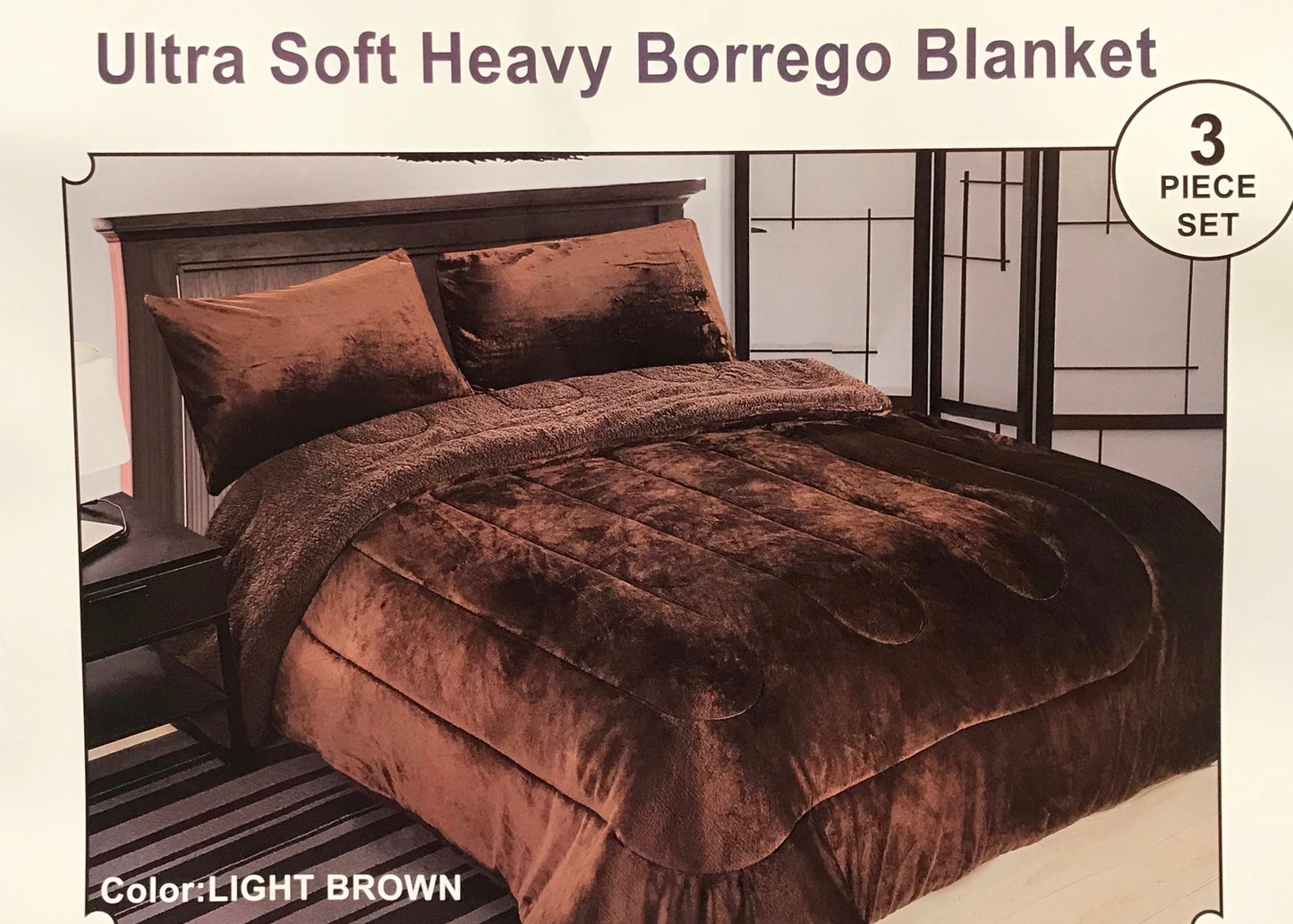 Ultra Soft Heavy Borrego Blanket 3pcs set